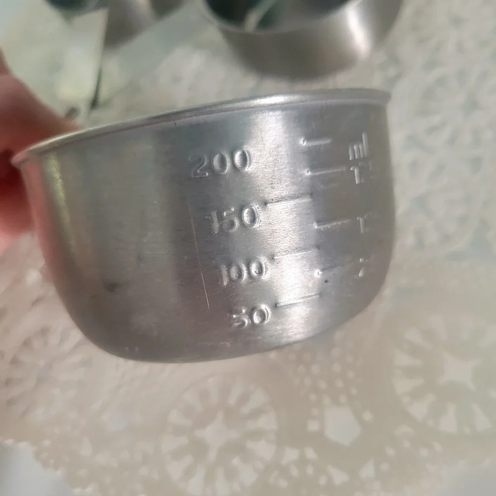 Vintage Stainless Steel Measuring Cups Nesting Lot Of 4